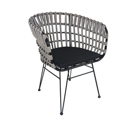 Καρέκλα Κήπου ATRIUS Γκρι/Μαύρο Μέταλλο/Rattan 61x57x80cm
