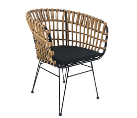Καρέκλα Κήπου ArteLibre AULIUS Φυσικό/Μαύρο Μέταλλο/Rattan 57x60x78.5cm