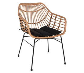 Πολυθρόνα Κήπου AFINIUS Φυσικό/Μαύρο Rattan/Μέταλλο 58.5x60.5x80cm