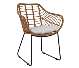 Πολυθρόνα Κήπου ABURIUS Φυσικό/Μαύρο Rattan/Μέταλλο 63x60x83.5cm