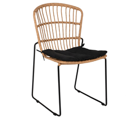 Καρέκλα Κήπου ALFENUS Φυσικό/Μαύρο Rattan/Μέταλλο 50x55x84cm