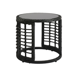 Τραπεζάκι Κήπου AURIUS Μαύρο Rattan/Γυαλί Φ45x40cm