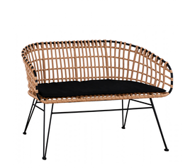 Καναπές Κήπου ARVENIUS Φυσικό/Μαύρο Rattan 124x57x77cm