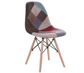 Καρέκλα CORYLOUS Patchwork Microfiber Ύφασμα/Ξύλο 51x46x82cm