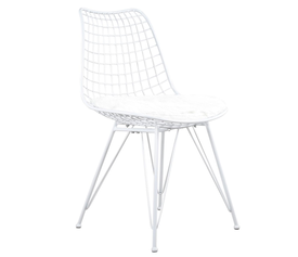 Καρέκλα Μεταλλική FAGUS Με Μαξιλάρι Λευκό 49x58x83.5cm