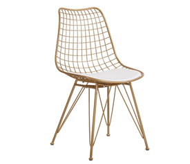 Καρέκλα Μεταλλική FAGUS Με Μαξιλάρι Χρυσό 49x58x83.5cm