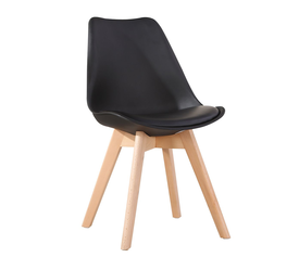 Καρέκλα GROUGH Μαύρο PP/PU/Ξύλο 49x56x83cm