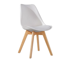 Καρέκλα GROUGH Λευκό PP/PU/Ξύλο 49x56x83cm