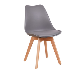 Καρέκλα GROUGH Γκρι PP/PU/Ξύλο 49x56x83cm