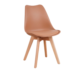 Καρέκλα GROUGH Cappuccino PP/PU/Ξύλο 49x56x83cm