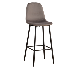 Σκαμπό Bar ArteLibre LOITER Γκρι Βελούδο/Μέταλλο/Ξύλο 40x48x107cm