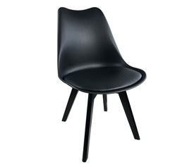 Καρέκλα Τραπεζαρίας GROUGH  Μαύρο PP/PU/Ξύλο 46x50x82cm