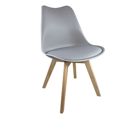 Καρέκλα Τραπεζαρίας GROUGH Γκρι Ανοιχτό/Φυσικό PP/PU/Ξύλο 46x50x82cm