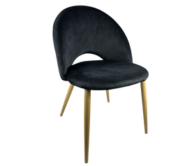 Καρέκλα Τραπεζαρίας WOODSIDE Μαύρο/Φυσικό Βελούδο/Μέταλλο 58x50x80cm