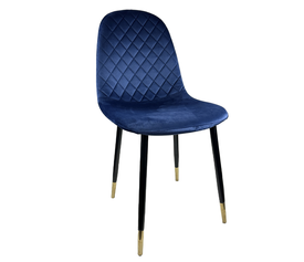 Καρέκλα Τραπεζαρίας BEDFORD Μπλε/Μαύρο Βελούδο/Μέταλλο 53x44x86cm