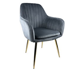 Καρέκλα Τραπεζαρίας MYRTLE Γκρι/Χρυσό Βελούδο/Μέταλλο 57x43x82cm