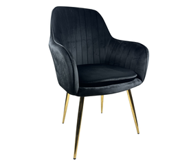 Καρέκλα Τραπεζαρίας MYRTLE Μαύρο/Χρυσό Βελούδο/Μέταλλο 57x43x82cm