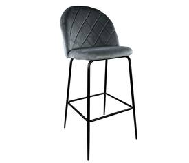 Σκαμπό Bar ArteLibre UNDERHILL Γκρι/Μαύρο Βελούδο/Μέταλλο 45x53x107cm