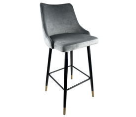 Σκαμπό Bar MANHATTAN Γκρι/Μαύρο Βελούδο/Μέταλλο 51x57x110cm