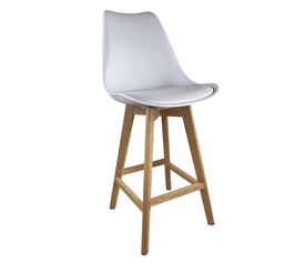 Σκαμπό Bar  BRONX Λευκό PP/PU/Ξύλο 57.5x49x105cm