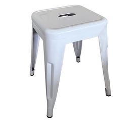 Σκαμπό Βιομηχανικού Τύπου Vintage VELINO Λευκό Μέταλλο 38x38x45cm