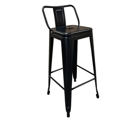 Σκαμπό Bar Βιομηχανικού Τύπου Vintage MOLERO Μαύρο Ματ Μέταλλο 43x43x94cm