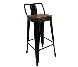 Σκαμπό Bar Βιομηχανικού Τύπου Vintage MOLERO II Μαύρο/Καφέ Μέταλλο/Ξύλο 44x44x94cm