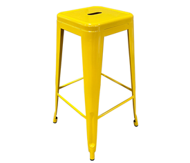 Σκαμπό Bar Βιομηχανικού Τύπου Vintage SILANO Κίτρινο Μέταλλο 42x42x76cm