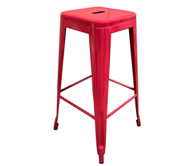 Σκαμπό Bar Βιομηχανικού Τύπου Vintage SILANO Κόκκινο Μέταλλο 42x42x76cm