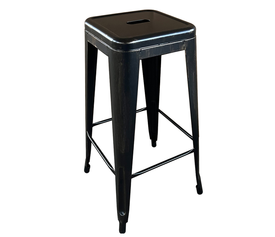 Σκαμπό Bar Βιομηχανικού Τύπου Vintage SILANO Μαύρο Αντικέ Μέταλλο 42x42x76cm