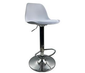 Σκαμπό Bar AMADA Λευκό/Χρώμιο PP/Μέταλλο 41x40x79-89cm