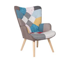 Πολυθρόνα BRIAR Patchwork Ύφασμα/Ξύλο 73x69x96cm