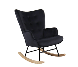 Πολυθρόνα Κουνιστή DARIA Μαύρο Βελούδο/Μέταλλο/Ξύλο 85x69x90cm