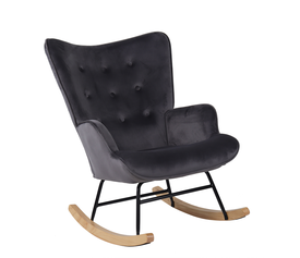 Πολυθρόνα Κουνιστή DARIA Γκρι Βελούδο/Μέταλλο/Ξύλο 85x69x90cm