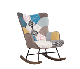 Πολυθρόνα Κουνιστή GERDA Patchwork Ύφασμα/Μέταλλο/Ξύλο 84x69x90cm