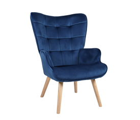 Πολυθρόνα MARION Μπλε Βελούδο/Ξύλο 73x69x96cm