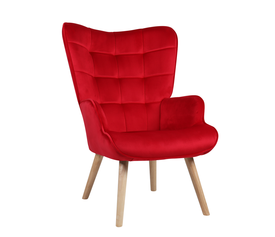 Πολυθρόνα MARION Κόκκινο Βελούδο/Ξύλο 73x69x96cm