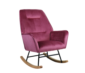 Πολυθρόνα Κουνιστή BERTIE Σάπιο Μήλο Βελούδο/Μέταλλο/Ξύλο 87x72x96cm