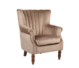 Πολυθρόνα FINN Καφέ Βελούδο/Ξύλο 72x76x78/44cm