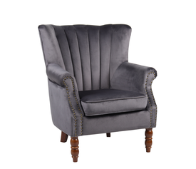 Πολυθρόνα FINN Γκρι Βελούδο/Ξύλο 72x76x78/44cm