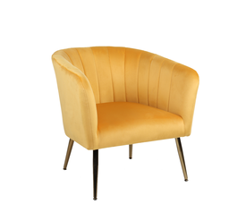 Πολυθρόνα TIANA Κίτρινο Βελούδο/Ξύλο 52x82x76cm