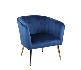 Πολυθρόνα TIANA Μπλε Βελούδο/Ξύλο 52x82x76cm