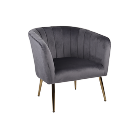 Πολυθρόνα TIANA Γκρι Βελούδο/Ξύλο 52x82x76cm