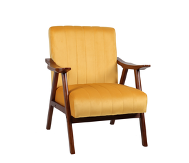 Πολυθρόνα KILADRA Κίτρινο Βελούδο/Ξύλο 74x70x87cm