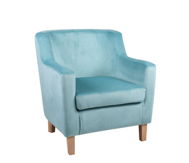 Πολυθρόνα TALIANNA Γαλάζιο Βελούδο/Ξύλο 68x70x77cm