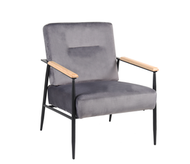 Πολυθρόνα ISILEE Γκρι Βελούδο/Μέταλλο/Ξύλο 76x66x87cm