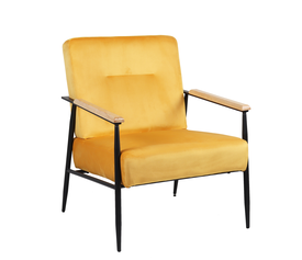 Πολυθρόνα ISILEE Κίτρινο Βελούδο/Μέταλλο/Ξύλο 76x66x87cm