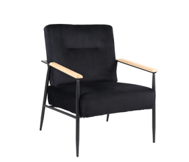 Πολυθρόνα ISILEE Μαύρο Βελούδο/Μέταλλο/Ξύλο 76x66x87cm