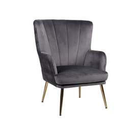 Πολυθρόνα KOLDENREE Γκρι Βελούδο/Μέταλλο/Ξύλο 74x72x91cm