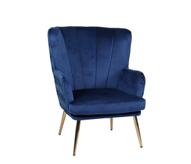 Πολυθρόνα KOLDENREE Μπλε Βελούδο/Μέταλλο/Ξύλο 74x72x91cm